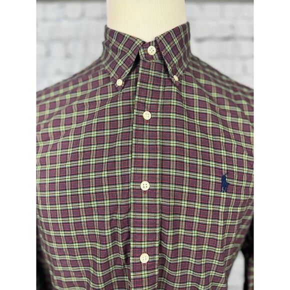 Ralph Lauren Men M Long Sleeve Button Down Oxford Light Flannel Tartan Plaid - Picture 1 of 7